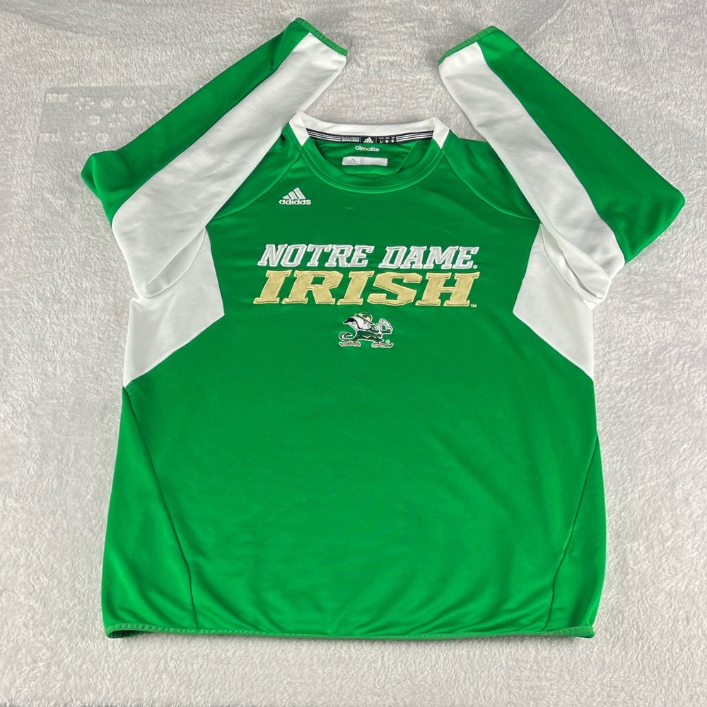 Notre Dame Adidas Climalite‎ Men's L Green/White Long Sleeve